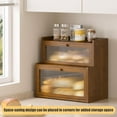 thumbnail image 6 of Double Layer Bamboo Bread Box for Kitchen Counter,Bread Holder,Countertop Bread Storage with Window (Brown), 6 of 14