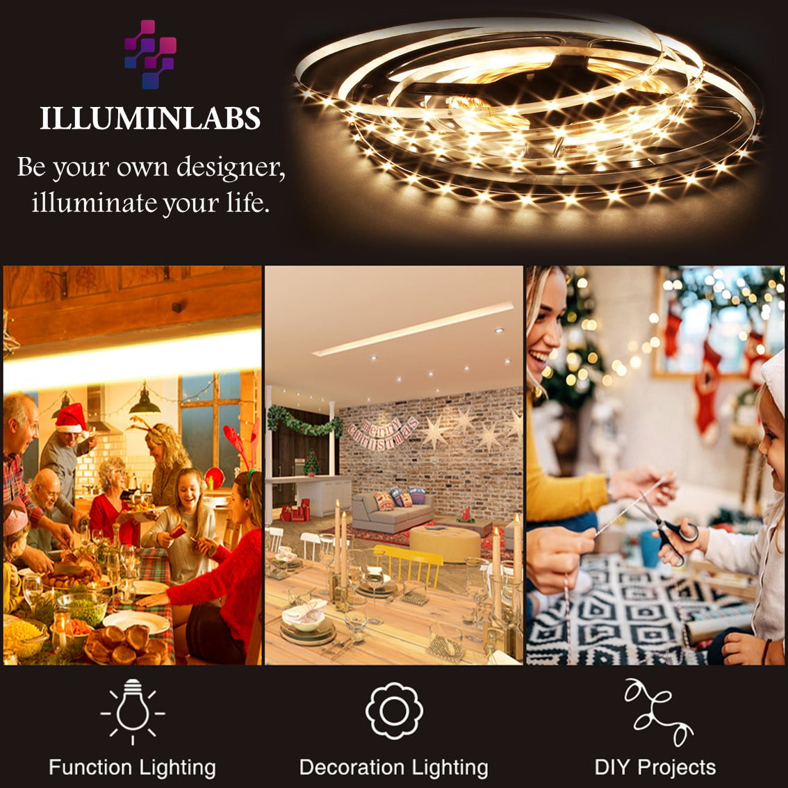 illuminlabs Under Cabinet Lights, LED Strip Lights with Remote