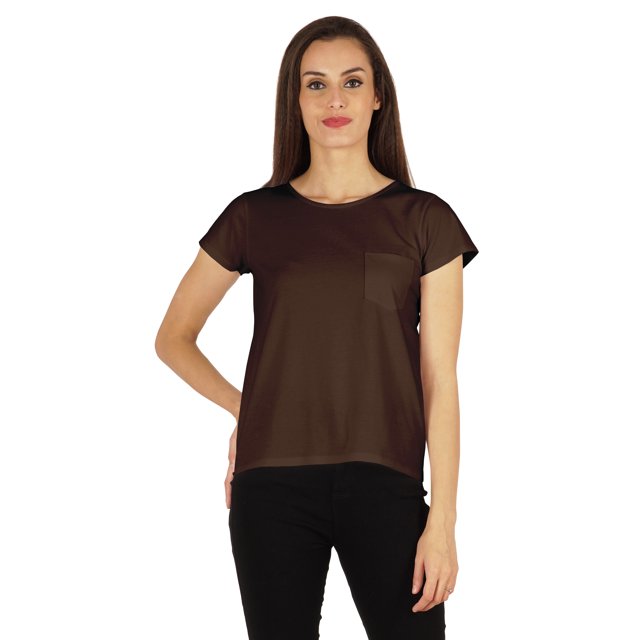 Inkmeso T-Shirt Basique à Manches Courtes pour Femmes Poche Patchwork Décontracté Été