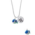 thumbnail image 2 of Delight Jewelry Resin Blue Fish with Pink Polka Dots Silvertone Script Initial Disc - N - Charm Necklace, 20"+3", 2 of 4