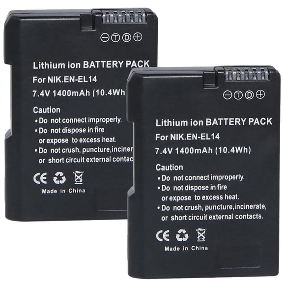 EN-EL14A Rechargeable Li-ion Battery for P7000,P7100,D3300,D5300 - (2-Pack)