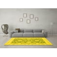 thumbnail image 3 of Ahgly Company Machine Washable Indoor Square Oriental Yellow Traditional Area Rugs, 5' Square, 3 of 4