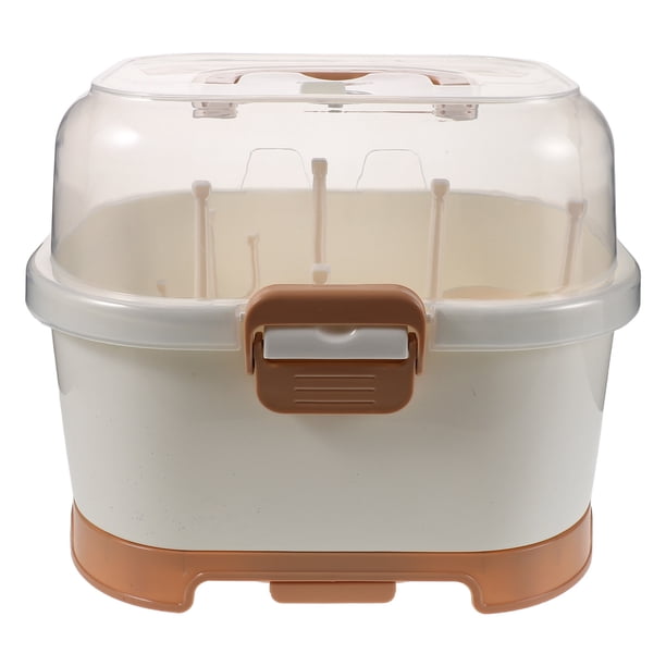 Estante para secar biberones, organizador de biberones con tapa, organizador portátil para armario de cocina, secador de encimera