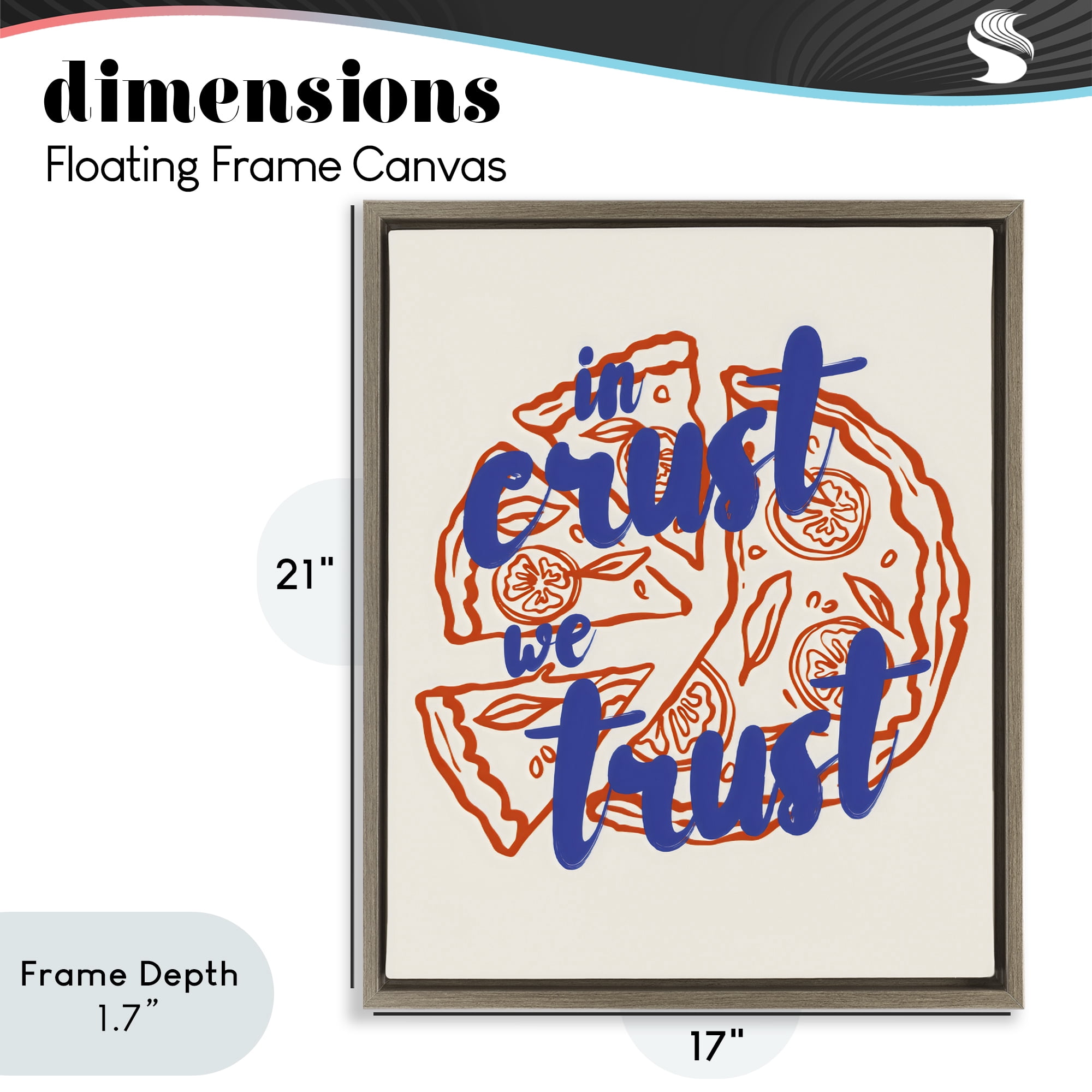 Stupell Industries In Crust We Trust Pizza Brown Framed Floater Canvas Wall Art, design by The Prints Vibe