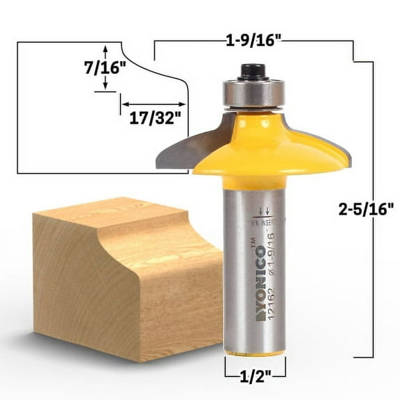Yonico 4 Bit Drawer Front & Cabinet Door Front Router Bit Set-1/2 ...