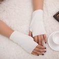 thumbnail image 2 of Skpblutn Glove for Girl Arm Fingerless Keep Soft Mitten Winter Knitted Warm Gloves White One Size, 2 of 2