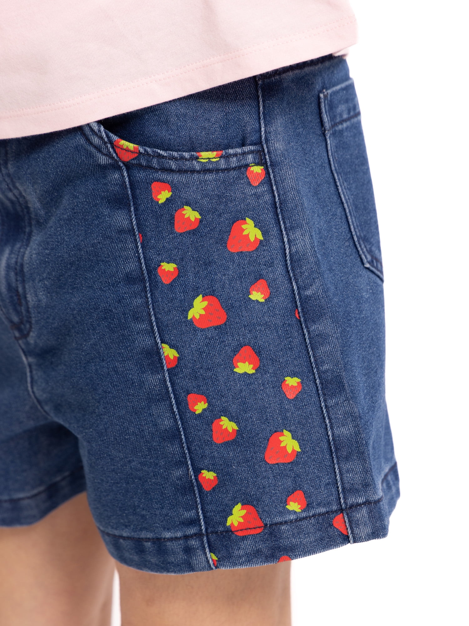 Strawberry Shortcake Girls Graphic Print Denim Shorts, Sizes 4-16