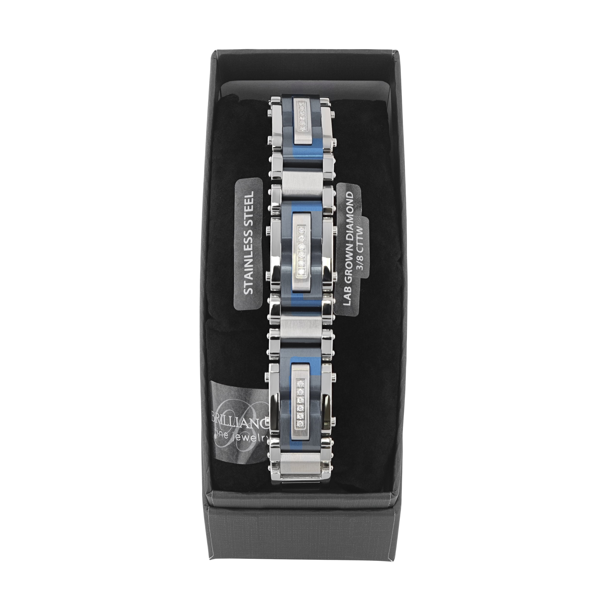 Mens 1/2 ctw Lab-Grown Diamond Two-Tone Stainless Steel Link