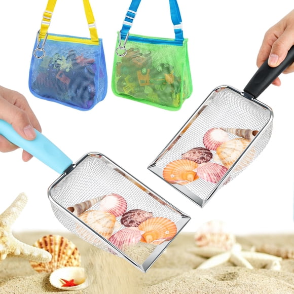 Set de pala y bolsa de malla de playa con 3 nutrias para niños