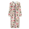 thumbnail image 5 of FOR U DESIGNS Hummingbird Cherry Blossom Print House Dresses for Women Breathable Women Zipper Robes Knit Zip Up Long Sleeve Sleep Dress Duster Lounger Robe with Pockets, M, 5 of 8
