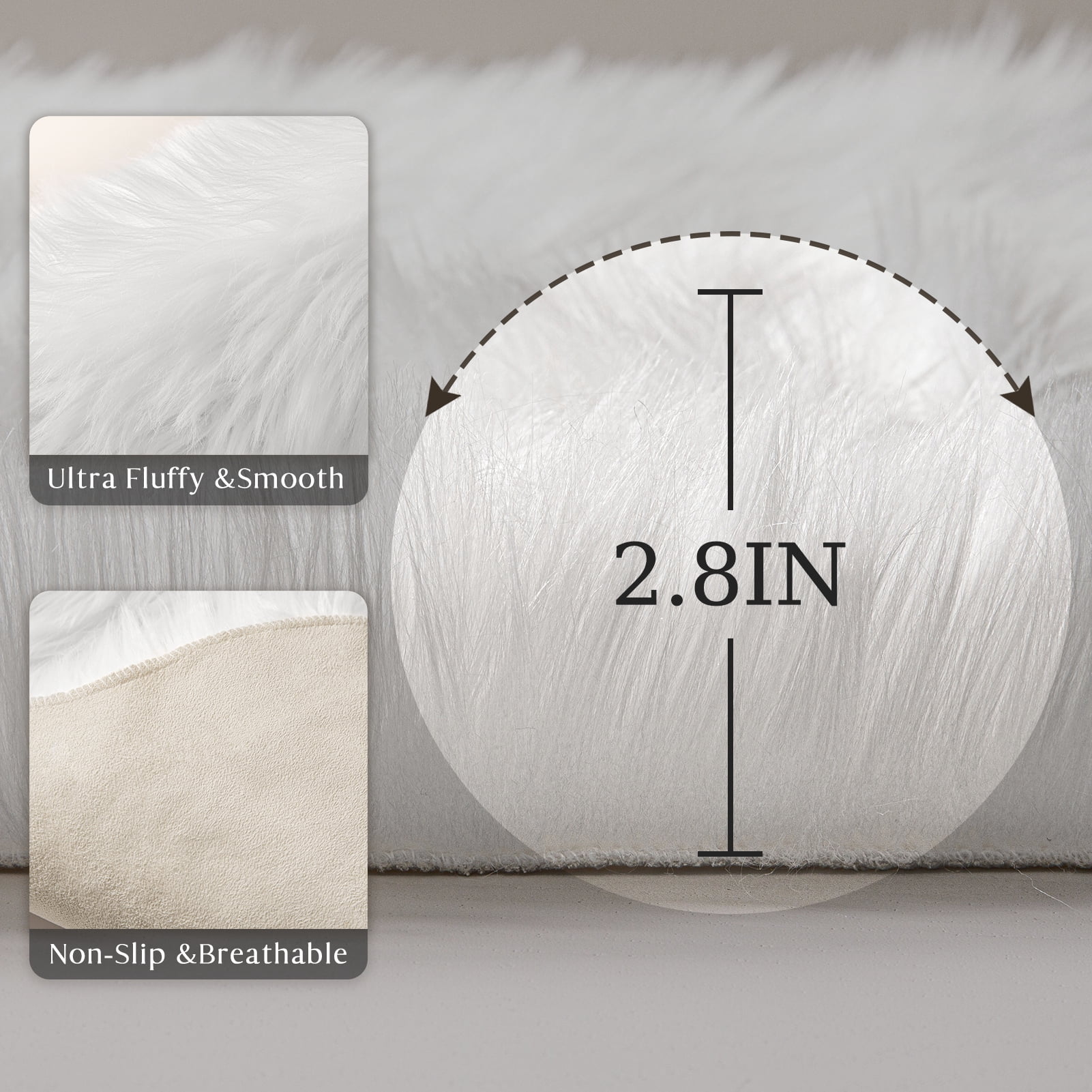 Phantoscope Faux Fur Area Rug, Fluffy Black Shag Carpet, Ultra Soft Machine Washable Indoor Area Rug, 3' x 5', for Living Room, Bedroom, Nursery & Kids Room