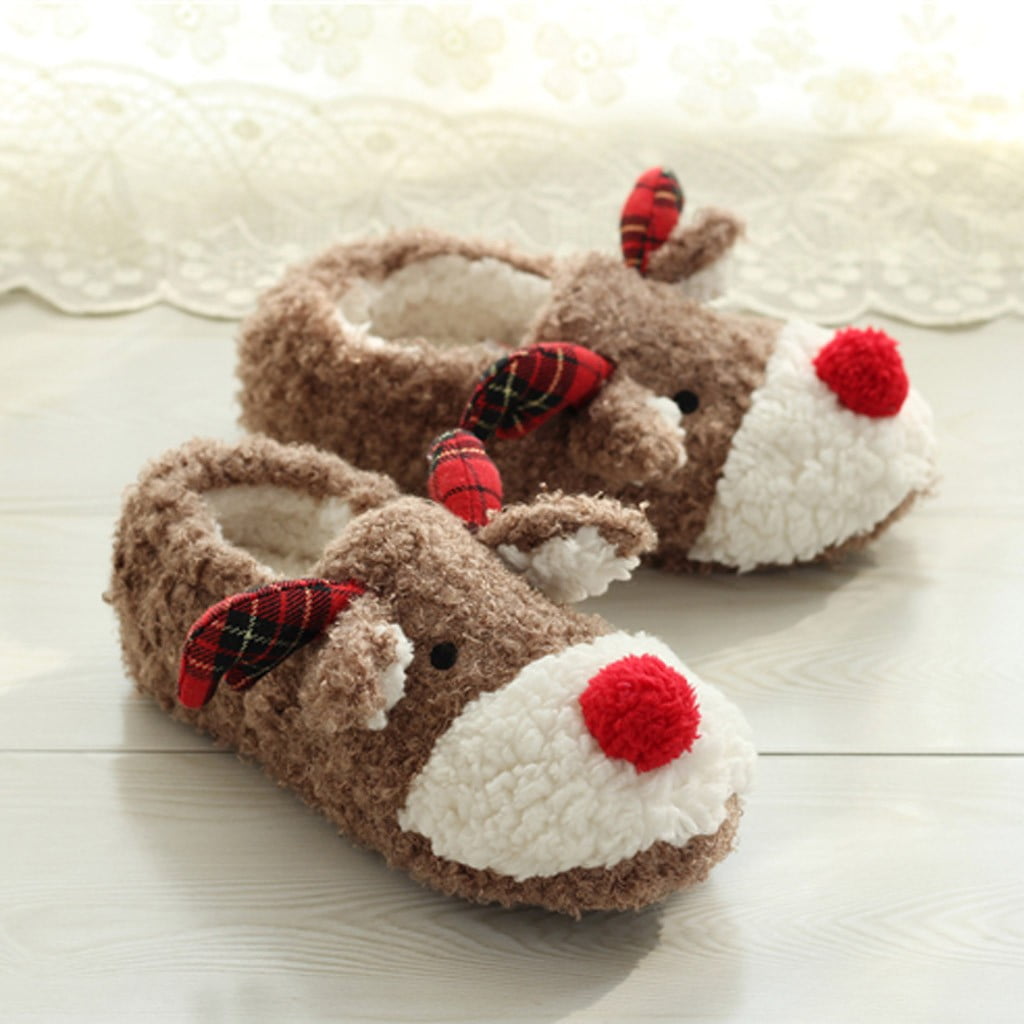 Colorblock Plush Slippers Indoor Fluffy Warm Fleece Slipper