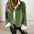 thumbnail image 3 of Women's Winter Jacket - Round Neck Thick Fleece, Open Stitch Short Type Cardigan, Warm Windproof Coat, 3 of 8