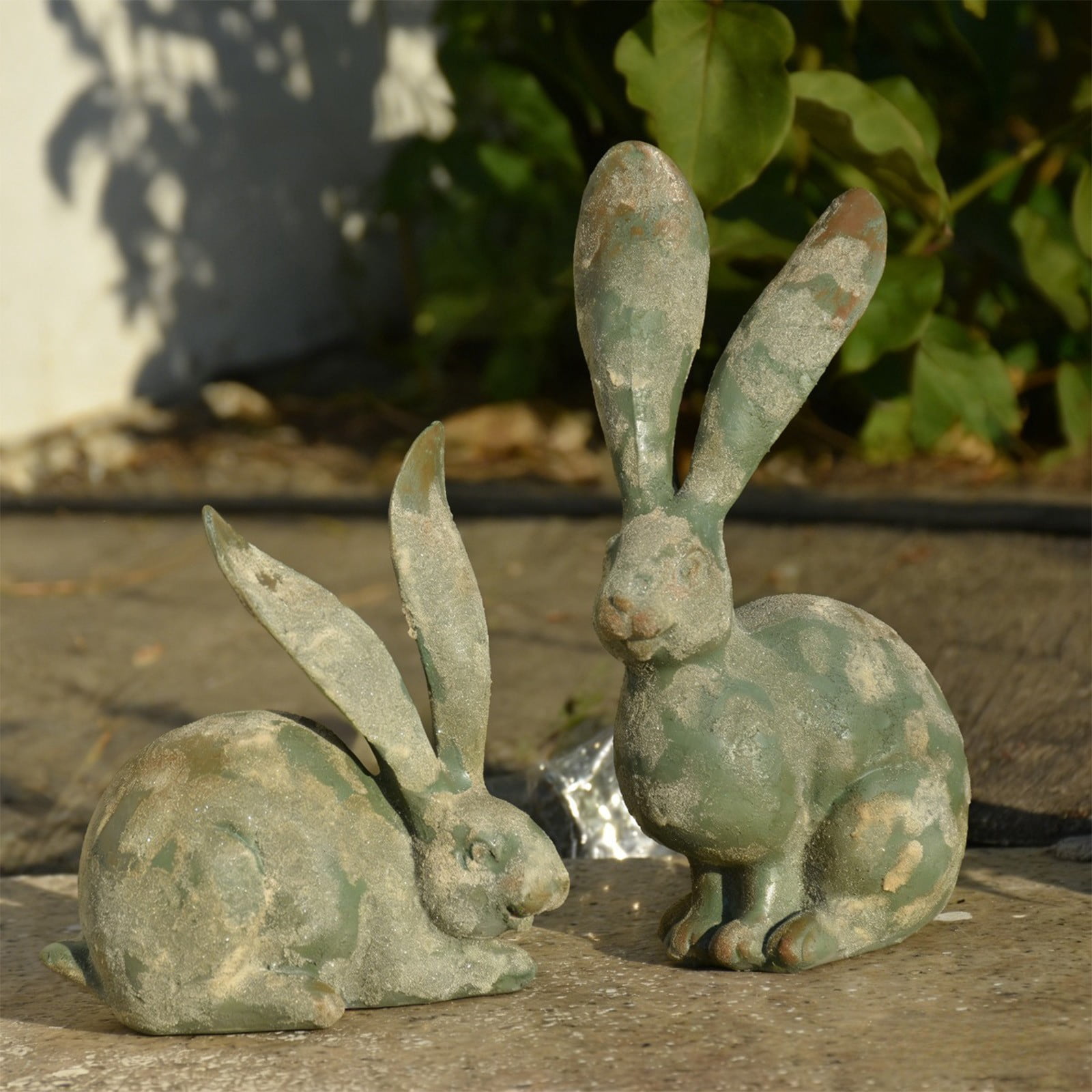 Yrmaups Easter Bunny Statues, 2 Pack Outdoor Resin Rabbit Ornaments, Garden Statues, Yard Art Decor, Spring Lawn Decor, Weatherproof Bunny Sculpture