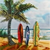 En Vogue B-301 Palm Tree Surfboards Beach View - Decorative Ceramic Art Tile - 8 in. x 8 in.