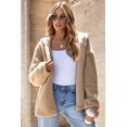thumbnail image 4 of Women's Pale Khaki Fleece Zip Up Hooded Jacket with Drawstring and Pockets - [ZhiHiMeRi] | (US 20-22)2XL, 4 of 12