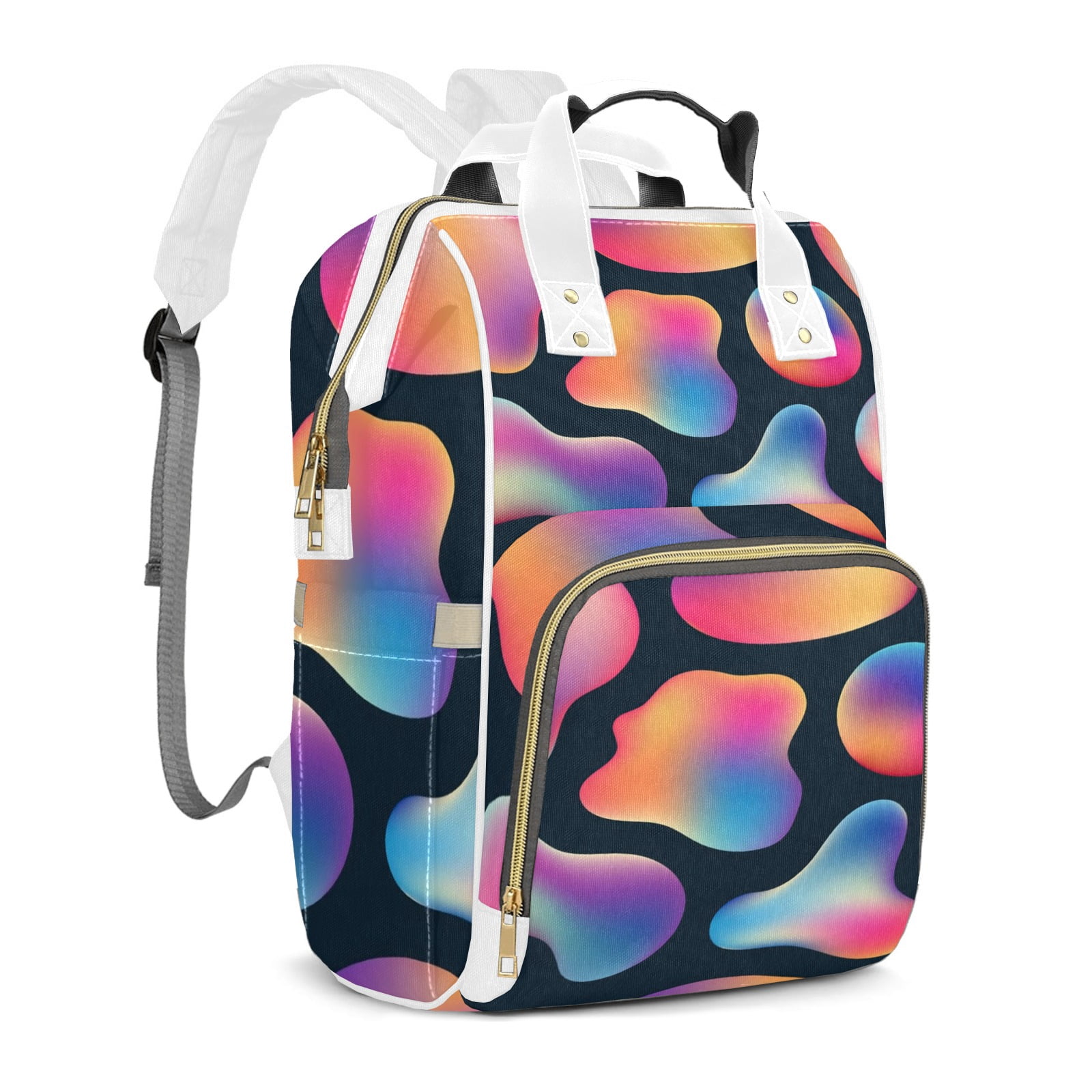 Abstract 3d Fluid Bubbles Diaper Backpack – Large Capacity, Insulated Baby Bottle Pocket, Multifunctional Mommy Bag for Boys & Girls