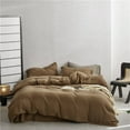 thumbnail image 2 of Muslin Duvet Cover Set 100% Cotton King Size Double Layer Linen Like Gauze Comforter Cover Brown, 2 of 5