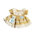 thumbnail image 5 of Vaveren Bear Doll Dress Clothing Educational DIY for 12cm Dolls Yellow grid, 5 of 8