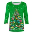 thumbnail image 4 of Christmas Tree Snowflake Shirt for Women Long Sleeve Casual Top Holiday Graphic Tee Winter Xmas Party Outfit, 4 of 4