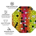 thumbnail image 3 of Honeii Colorful Tie Dye Stained Glass 1 print Leather Coaster Set of 4, ideal for safeguarding your furniture from drinks spills and effortless cleanup-Octagon, 3 of 6