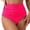 Hot Pink, variant on WHEANG Women High Waisted Bikini Bottoms Vintage Ruched Lightweight Swim Briefs Soft Stretch Tummy Control Retro Bathing Suit Bottoms for Beach Pool Summer Swimwear White S