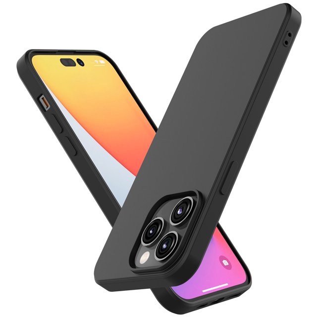 Liquid Silicone Case for iPhone 14 ,14 Pro ,iPhone 14 Plus ,iPhone 14 Pro Max , Full Body Protective Cover, Shockproof, Slim Phone Case, Anti-Scratch Soft Microfiber Lining,(Black)