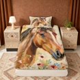 thumbnail image 4 of Erosebridal Watercolor Horse Twin Sheet Sets, Colorful Garden Floral Bedding, 3pcs (1 Flat Sheet, 1 Fitted Sheet and 1 Pillowcase), 4 of 6