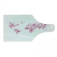 thumbnail image 1 of Cartoon Cutting Board, Global Peace Theme World Map Dotted with Hearts Love Planet Earth, Decorative Tempered Glass Cutting and Serving Board, Wine Bottle Shape, Pale Pink Fuchsia White, by Ambesonne, 1 of 1