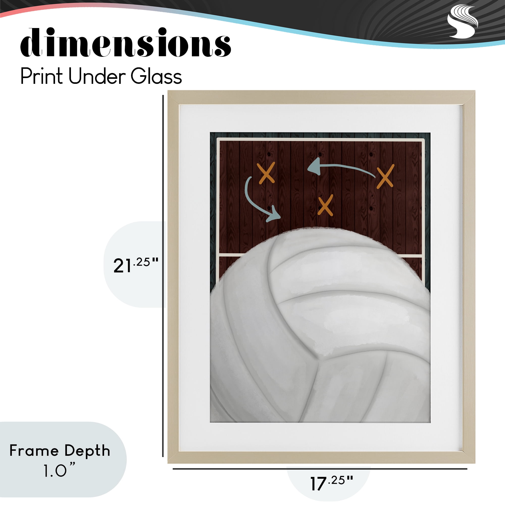 Stupell Industries Volleyball Court Tactics Birch Framed Print Under Glass, design by Jennifer Stith