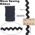 thumbnail image 2 of 1 Roll 25 Yards RIC Rac Trim Ribbon 0.4 inch/10mm Black Rick Rack Wave Sewing Bending Fringe Trim Woven Fabric for Sewing Flower Making Wedding Dress Party Lace Ribbon Craft, 2 of 9