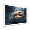 thumbnail image 2 of Designart "Underwater Encounter Shark Attack III" Animals Framed Wall Art Decor - Modern Blue Shark Bedroom Framed Canvas Wall Art, 2 of 6