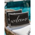 thumbnail image 4 of Outdoor Pillows Waterproof, Black Welcome Bedding Throw Pillows with Insert for Couch Sofa Bed, Modern Minimalist White Striped Border 12x20 Inch Pillowcases Decorative Camping Patio Pillow Set of 2, 4 of 8
