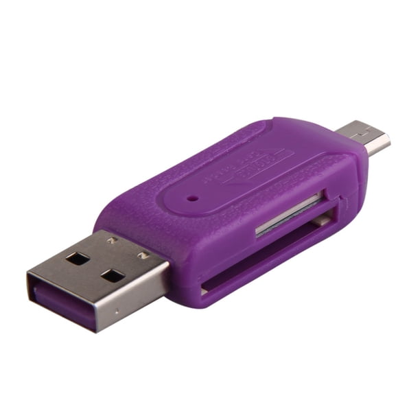 Lector de tarjetas SD 2 en 1 Dual USB Plug OTG SD Lector de tarjetas TF para computadora con teléfono inteligente Púrpura Hugtrwg Para estrenar