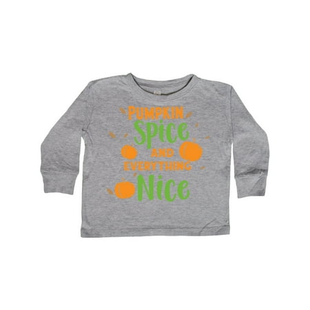 

Inktastic Pumpkin Spice And Everything Nice - Orange Green Gift Toddler Boy or Toddler Girl Long Sleeve T-Shirt