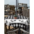 thumbnail image 2 of Outdoor Tablecloth with Umbrella Hole for Patio/Picnic/Party/Camping, Farmhouse Black Plaid Waterproof Table Cloth Round Cover Washable, Vintage Country Cock Checkered (Dia 54"), 2 of 8