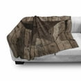thumbnail image 3 of Rustic Soft Flannel Fleece Throw Blanket, Wooden Background Pattern with a Weathered Star Figure Image, Cozy Plush for Indoor and Outdoor Use, 50" x 60", Brown Dark Grey, by Ambesonne, 3 of 6