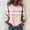 504_Light Pink, variant on Womens Long Sleeve T Shirts Breast Cancer Print Plaid Spliced Denim Crew Neck Casual Pullover Tee Summer Tops