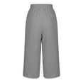 thumbnail image 7 of MIUOWANP Plus Size Women's Cropped Pants Wide Leg with Pockets Solid Color Drawstring Casual Long Pants Size XXL(12)Gray, 7 of 7