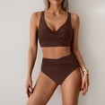 thumbnail image 2 of MIXUE Swim Suits for Women Solid Color Sexy Two Piece Bikini Sets for Women Belly Covering High Waist Bikini Sets for Women Swimwears Bathing Suits,Brown,S, 2 of 5
