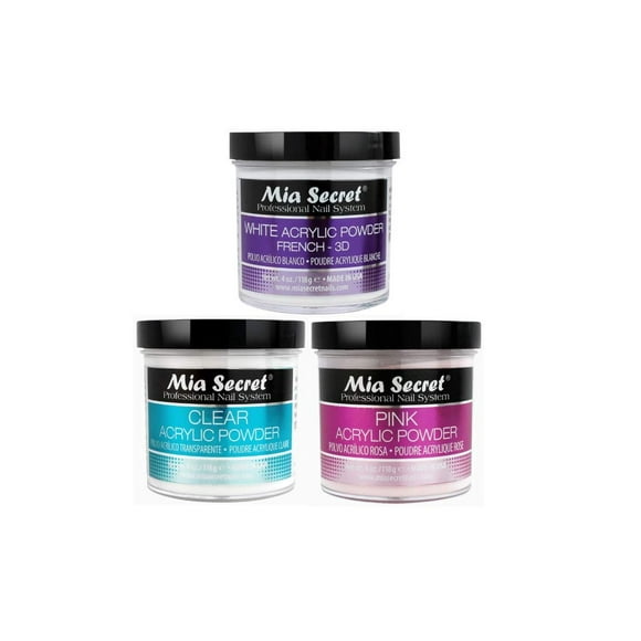 Set de polvos acrílicos Mia Secret Pink Clear White 120 ml