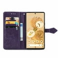 thumbnail image 4 of Feishell Embossed PU Leather Wallet Phone Case for Google Pixel 6a 6.1 inch,Full Protection Magnetic Clasp Flip Stand Card Slots Shockproof Protective Cover with Hand Strap,Purple, 4 of 7