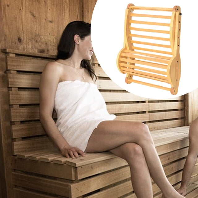 Respaldo de Sauna con Reposacabezas, Plegable, Antideslizante, Curvo, Práctico, de Madera, Accesorios para Sauna para Meditación, para Mujeres Y Hombr