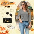 thumbnail image 6 of VDJ T Shirts for Women 3/4 Sleeve Summer Fall Basic Tee Solid Color Comfort Cool Light Grey Tunic Tops Size S, 6 of 10