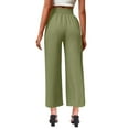 thumbnail image 5 of Olyvenn Cotton Linen Wide Leg Pants Women Casual Palazzo High Waist Flowy Trousers Lounge Summer Drawstring Pant with Pockets Army Green XXL, 5 of 6