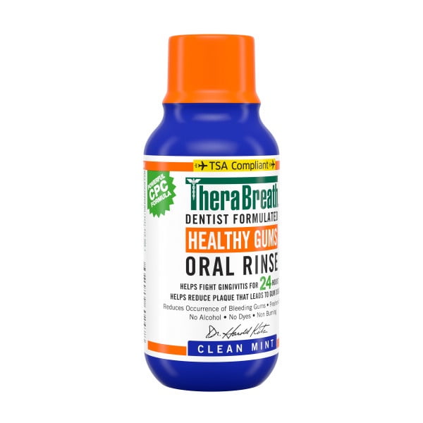 TheraBreath Healthy Gums Mouthwash, Clean Mint, Antigingivitis, Travel Size, 3 fl oz - 6 Pack