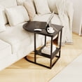 thumbnail image 2 of Gymax C-Shaped Side Table Compact 2-tier Storage End Table for Small Space Black, 2 of 9