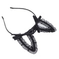 thumbnail image 2 of Diadema con orejas de encaje para mujeres y niñas, bonita decoración con lazo, diadema para fiesta de Halloween y Cosplay, 2 of 8