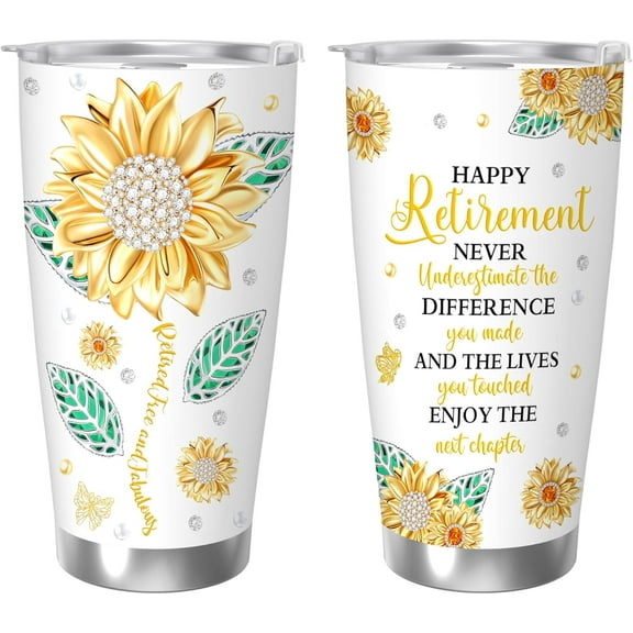 Retirement 20oz Tumbler, Mug & Decorations - Happy Retirement Gifts for Women