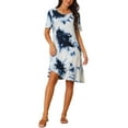thumbnail image 1 of INSPIRE CHIC Vestido de T-Shirt de Manga Corta Suelto y Suave con Cuello Redondo y Bolsillos para Mujeres Color Azul Oscuro L, 1 of 6